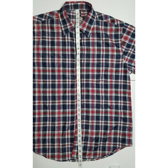 True Rock Short Sleeve Button Up Blue/Red Plaid Casual Shirt Men's Size XL - Picture 4 of 14